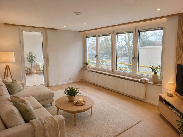 Attraktive 2,5 Zimmer Wohnung im 1.Stock mit Einzelgarage in der Tiefgarage – Vorschlag Wohnzimmer