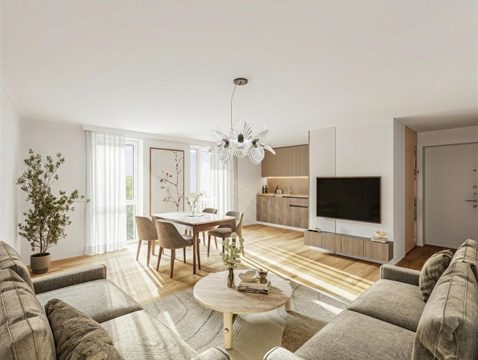 Zentrale Lage in Aschaffenburg: 3-Zimmer-Wohnung mit Balkon, Aufzug & Erstbezug nach Kernsanierung – Wohnen / Essen / Kochen