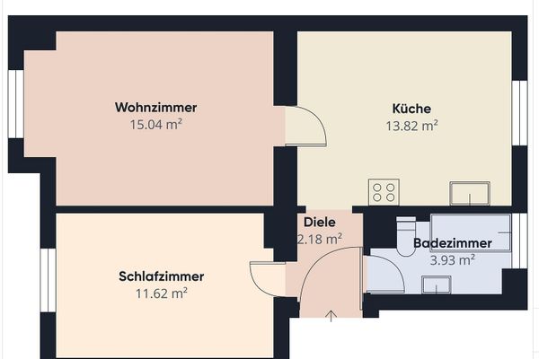 Renovierte 2-Zimmer-Wohnung in Hof: 50 m², modernes Bad, ohne Einbauküche