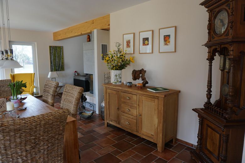 Wohnbereich Blick Kamin