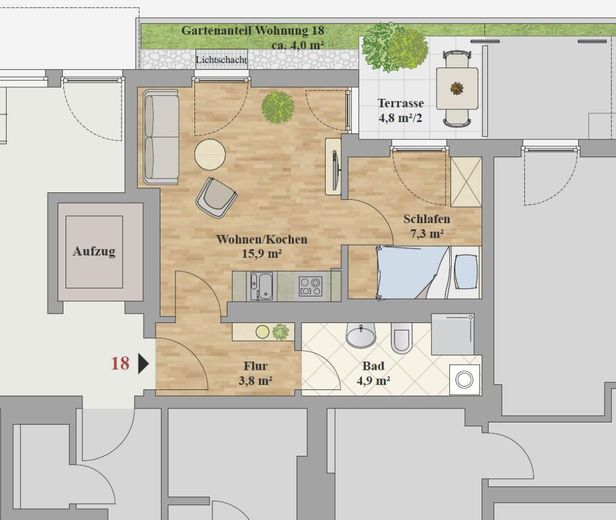 السكن الأول ابتداءً من 01.12.26 - شقة جميلة من غرفة ونصف – Grundriss_WE_18