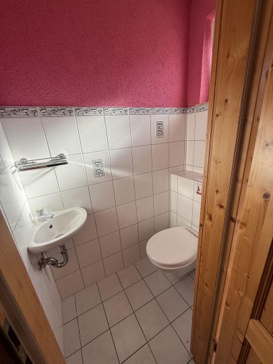 Gelflegte Doppelhaushälfte mit großem 580 m² Grundstück und Carport provisionsfrei bezugsfrei – kleine Bad im Eingang