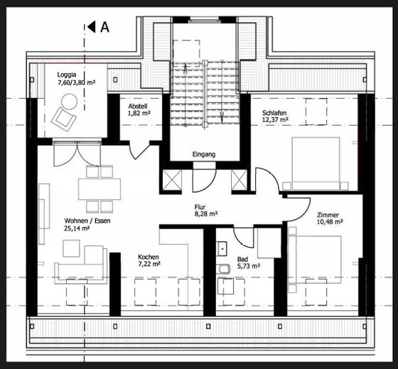 Helle 3-Raumwohnung im Erstbezug – Grundriss