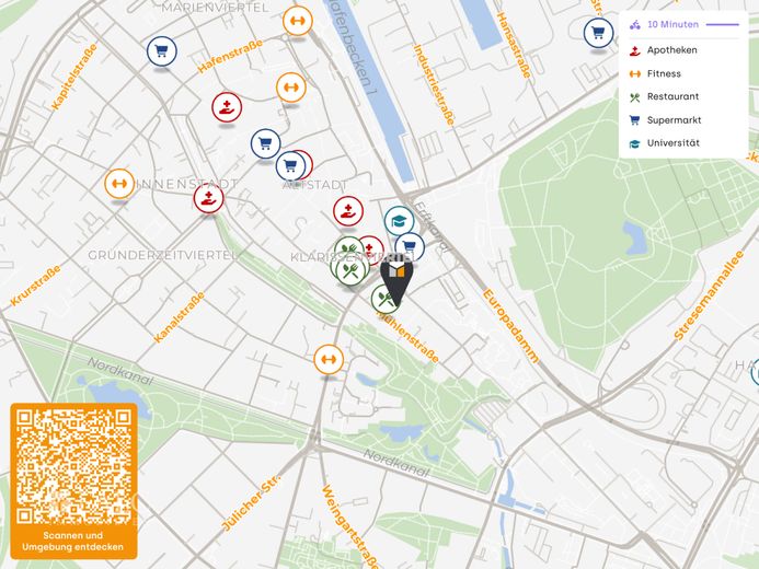 Attraktive 1-Zimmer-Erdgeschosswohnung im Herzen von Neuss – Mikro-Lageplan
