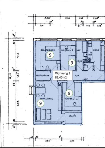 3-Zimmer-Wohnung als Monteurunterkunft für bis zu 8 Personen – Grundriss