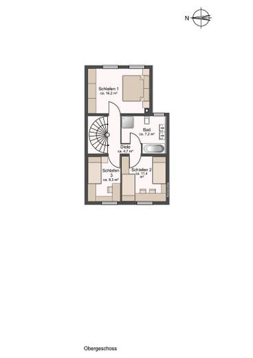 Casa a schiera centrale tranquilla a Neukeferloh - 5 locali + locale hobby + garage – Grundriss Obergeschoss