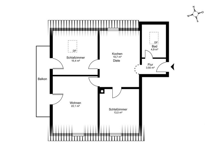 Provisionsfrei - 3 Zi. DG-Wohnung inkl. TG mit Wendelsteinblick - FREI – Grundriss