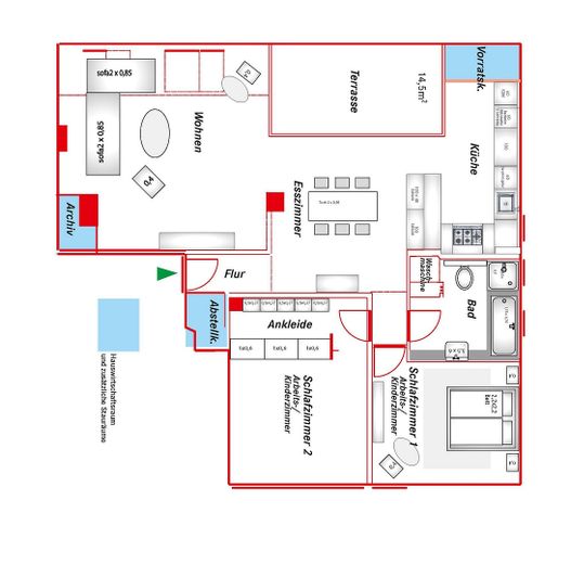 Boven de daken van het Malerviertel – prachtig zolderappartement met droomachtig terras – Grundriss