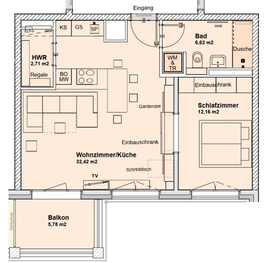 Möbilierte komfortable Wohnung am Wissenschaftsstandort Berlin-Adlershof – Grundriss