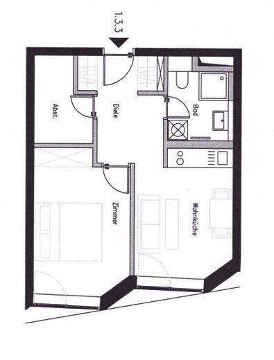 provisionsfreie 2 Zimmer Wohnung in Living 108, sofort bezugfrei, Aufzug, Sportraum, Dachterrasse – Grundriss