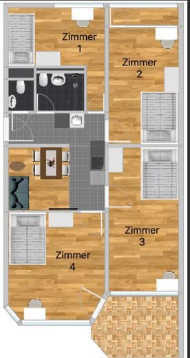 WG-Zimmer mit Wohlfühlfaktor/ Karl-Marx-Ring 132, München / WE106 / 1.OG / Zi.1 – Grundriss