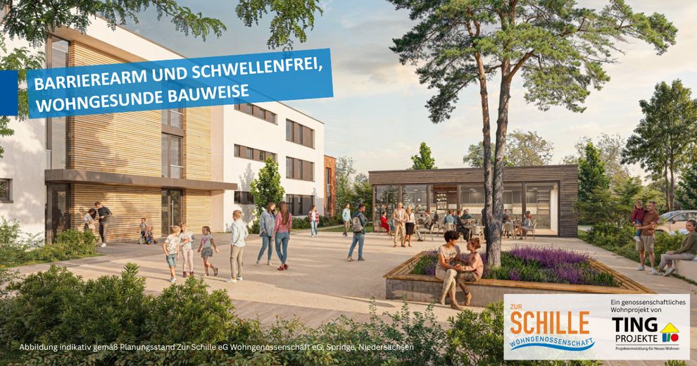 Suburban, naturnah leben: 2-Zi.-Whg in Bennigsen – Private Wohngenossenschaft – Gemeinschaftsplatz, Quartiersh