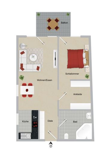 RENDITESTARK! Neubau-MFH mit 6 Wohneinheiten, 6 Stellplätzen &amp; Aufzug in Top-Lage von Kerpen – Grundriss 1. OG - Whg. 2