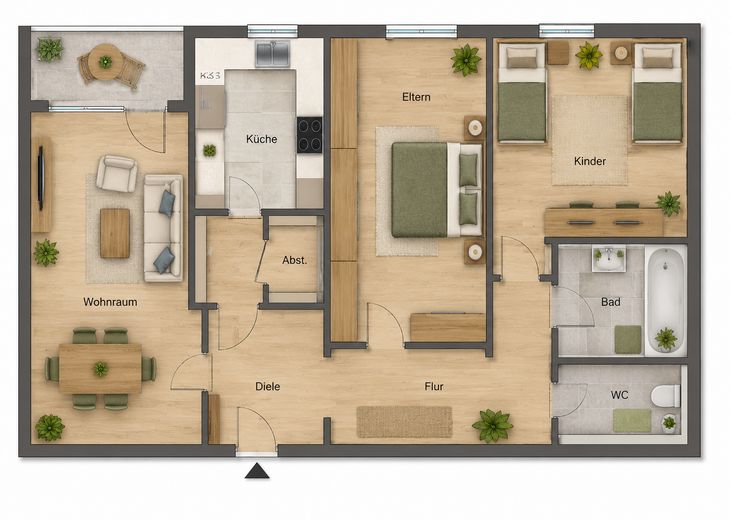 Top renovierte 83 m² Kapitalanlage – über 6 % Mietrendite, Studenten-WG – Grundriss des Objektes