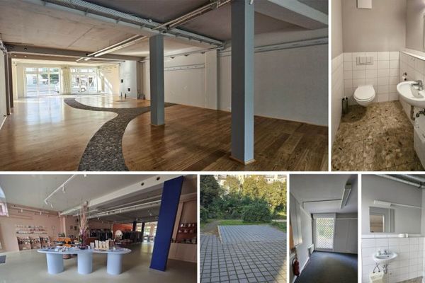 Ampio spazio commerciale direttamente sulla popolare "Karli" + ufficio e locali per il personale, inclusi 41 m² di magazzino, posto auto sotterraneo possibile.