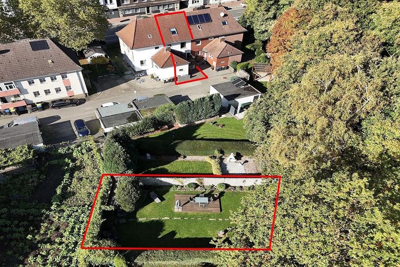 Vogelperspektive Garten Garage