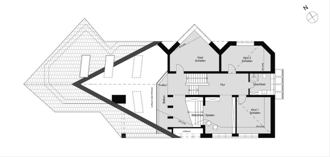 Renoviert & provisionsfrei: Lichtdurchflutete, moderne Villa auf Traumgrundstück – Grundriss OG/DG
