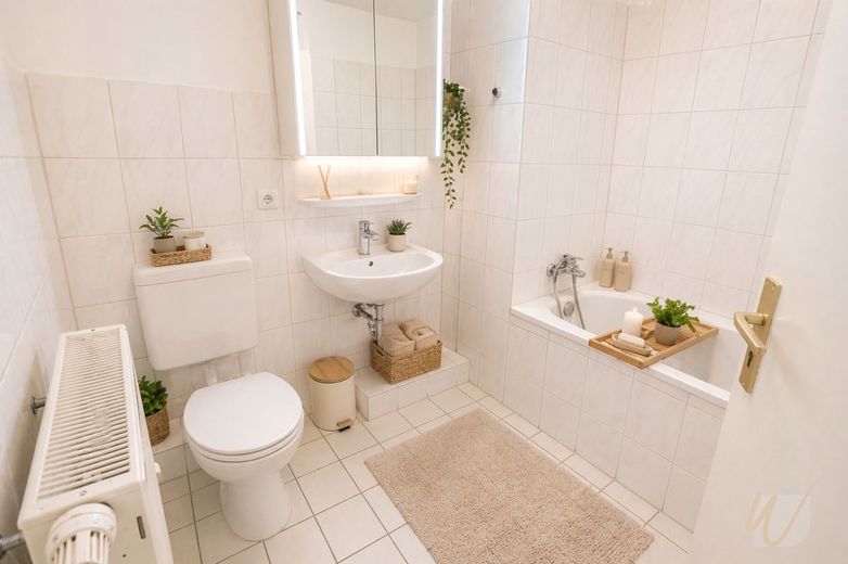 Solides Investment mit Zukunft: Zwei Mehrfamilienhäuser mit 13 Wohneinheiten – Badezimmer Musterwohnung