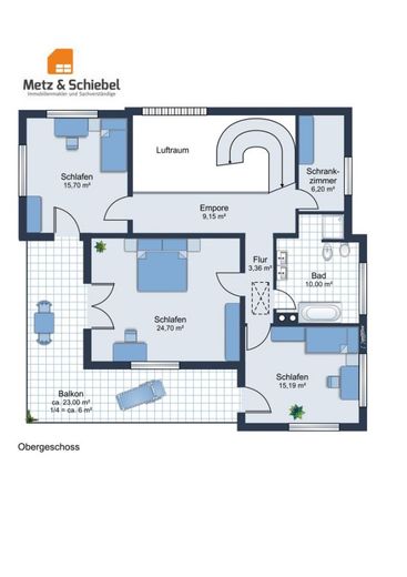 Panorama-Immobilie mit Weitblick: Einfamilienhaus in ruhigem Umfeld! Garten, Garage, Pool! – Grundriss Obergeschoss