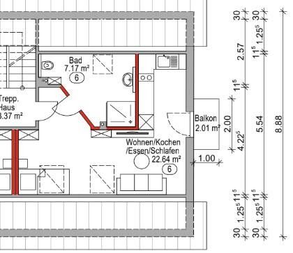 *Apartamento de 1 habitación**Sin comisión**Balcón**Aire acondicionado**Como nuevo**Ático**Niederwerrn* – Foto 22