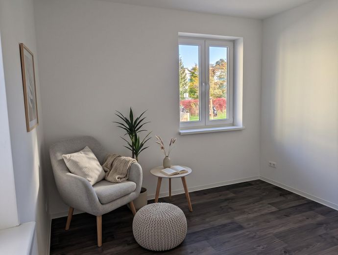 Moderne 2-Raum-Wohnung im Neubaustandard mit Terrasse – Bezugsfertig zum Verkauf – Schlafzimmer