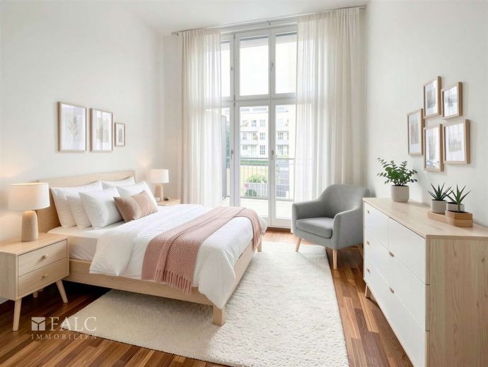 Zur Miete: 4-Zimmer-Wohnung mit zwei Balkonen in 14167 Berlin. – Einrichtungsbeispiel