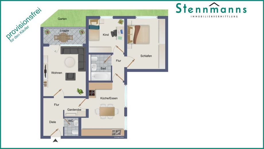 HÜBSCHE 3-ZIMMER-EIGENTUMSWOHNUNG MIT TOLLEM ZUSCHNITT UND BALKON IN RADEVORMWALD, PROVISIONSFREI! – Gut geschnittene Eigentumswohnung