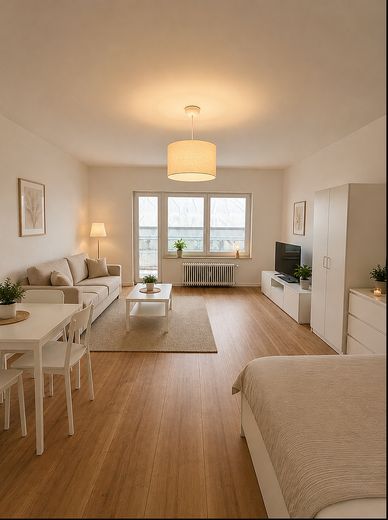 6% Rendite / Provisionsfrei / Kernsanierte 33qm1-Zimmer Wohnung mit Balkon – Wohnzimmer