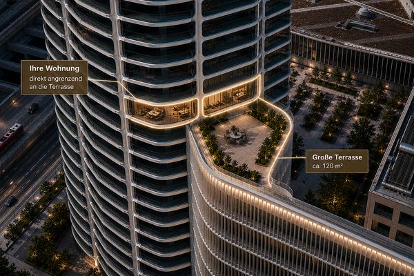 GRAND TOWER UNIKAT | Die einzige Wohnung mit ca. 121 m² großer Privatterrasse
