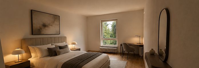 Helle 2-Zimmer-Wohnung in Kornwestheim | Terrasse, Garten, TG, renoviert & E-Rollläden – Schlafzimmer – Einrichtungsbei