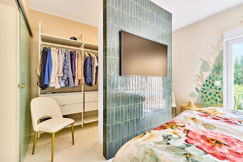 Designwand im Schlafzimmer