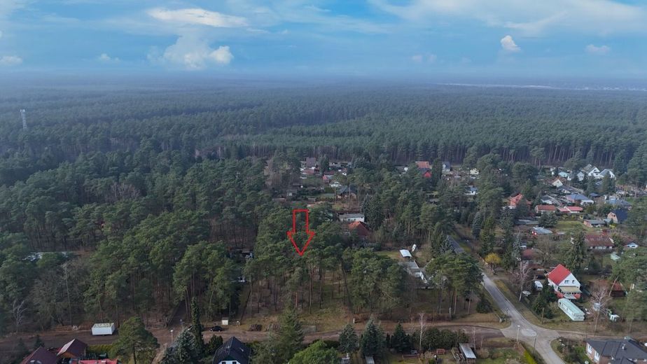 Bauträgerfrei!! 2593 m² großes Bauland in Borkheide – Luftbild Vorderseite