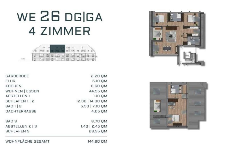 Rückzugsort über den Dächern - moderne Dachgeschosswohnung mit Galerie – Grundriss