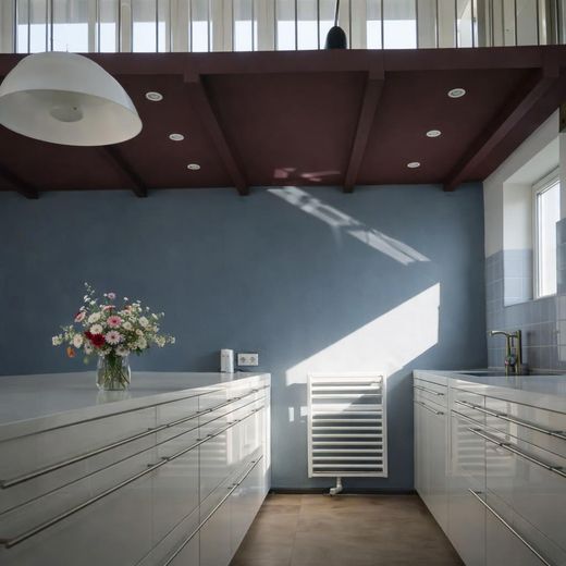gepflegte Villa mit eig. Seezugang, Steg, Gästehaus, Sauna, Designmobiliar nahe Berlin – Küche