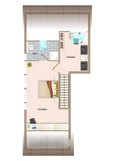 Neuwertige Maisonette-Wohnung mit Küche – Grundriss oben