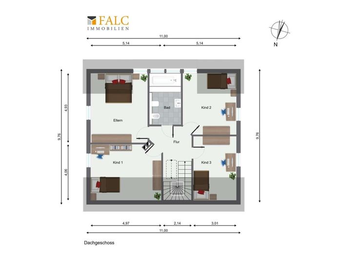 Gepflegtes, großes EFH mit schönem Garten + Zimmer mit wohnraumähnlichem Charakter im Keller – Grundriss DG