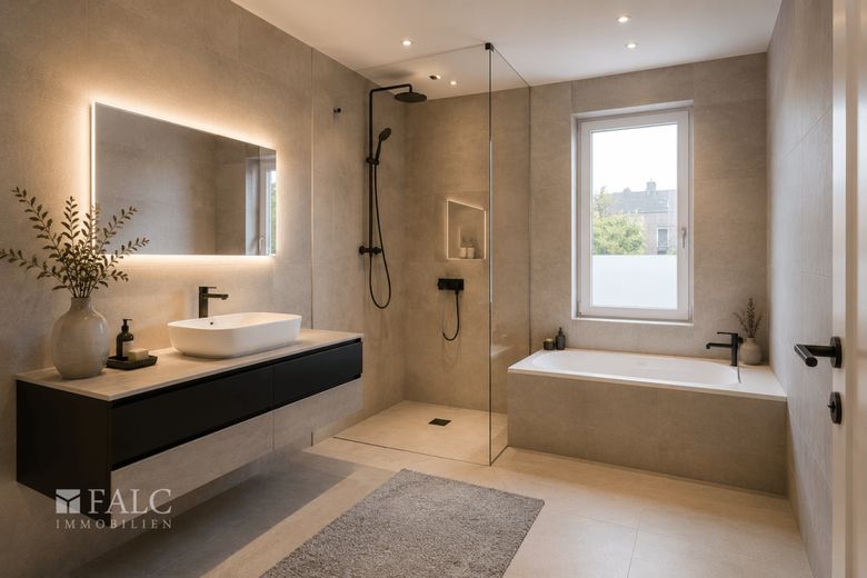 Neubau trifft Lebensqualität - Erdgeschosswohnung der Extraklasse mit Privatgarten in Rodenkirchen – Badezimmer