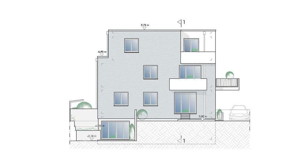 4 Zi.-Whg im EG mit Gartenanteil / Grundriss variabel / mit Fahrstuhl – Ansicht Südwest