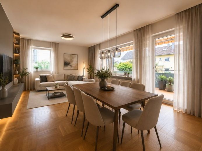 Solide Erdgeschosswohnung mit großzügigem Wohnbereich, zwei Balkonen und einer Garage – Foto 1