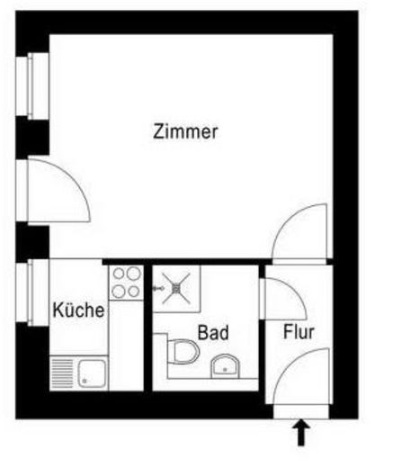 Altbau Single Wohnung in Bestlage – Grundriss Wohnung