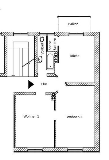 Hanseatik eski yapı klasiği: Paket halinde 3 daire • 44.605 € hedef kira • komisyonsuz – Grundriss 2-Zimmer-Whg., 2. OG