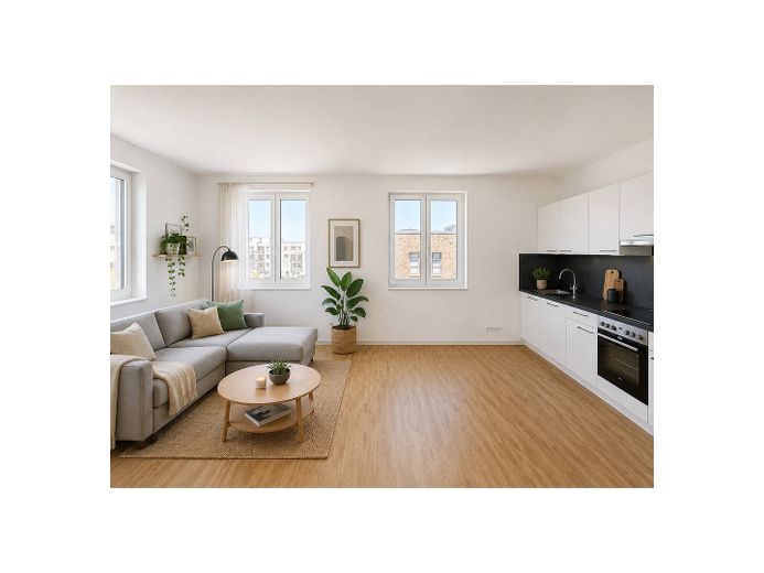 *1 NKM sparen bei Einzug* Modernes Wohnen in Kronsrode: 2-Zimmer-Wohnung mit EINBAUKÜCHE, LOGGIA und BALKON – Virtuelles Staging