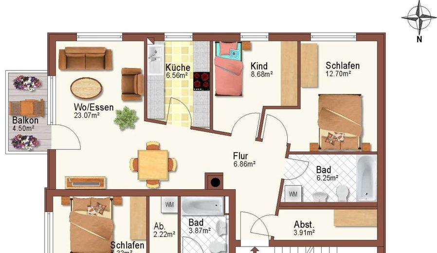 GÜZEL BİR KONUMDA KİRALIK MÜLKİYET DAİRESİ – Grundriss WE 22