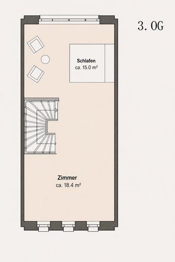 Modernes Townhouse im historischen Herzen von Potsdam mit Terrasse & TG-Stellplatz – Drittes OG 