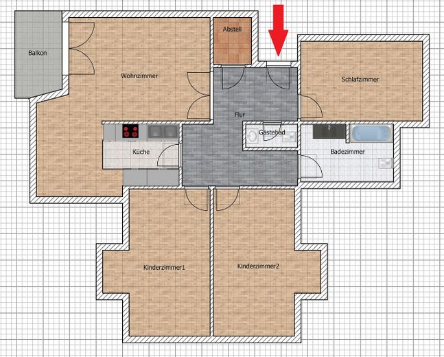 leegstaande 4-kamer-dakappartement in rustige ligging met overdekt balkon op het zuiden – Grundriss 4-Zi-DG-Wohnung