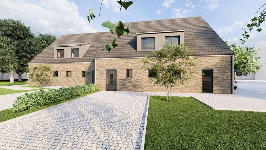 Projektierter Neubau: Erdgeschosswohnung mit ca. 137,46 m² zu kaufen (Fertigstellung in ca. 2027) – Straßenansicht