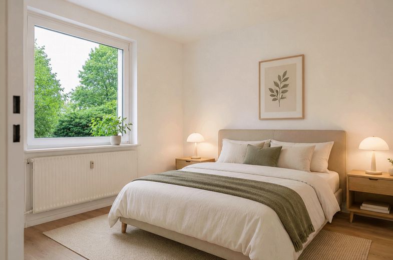 Frisch renovierte 3-Zi-Whg in gepflegter Wohnanlage - provisionsfrei! – Schlafzimmer