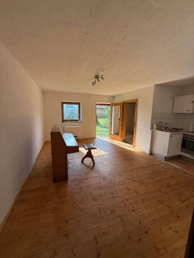 Wohnung im Grünen mit Garten und Hobby-Schrauberwerkstatt – Wohnzimmer