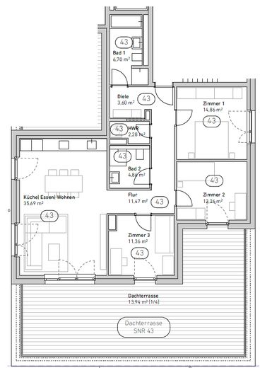 Exklusives Penthouse mit 4 Zimmern und Dachterrasse in Maintal | Neubau Erstbezug – Grundriss
