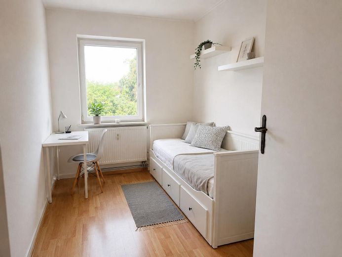 Luminoso apartamento de 3 habitaciones con balcón y vistas al jardín – Schlafzimmer 2